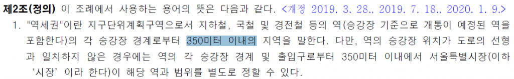 역세권 정의, 서울특별시 역세권 청년주택 공급 지원에 관한 조례